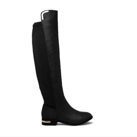ShoeDazzle OTK Faux Leather Boots 8 WC - Picture 2 of 7